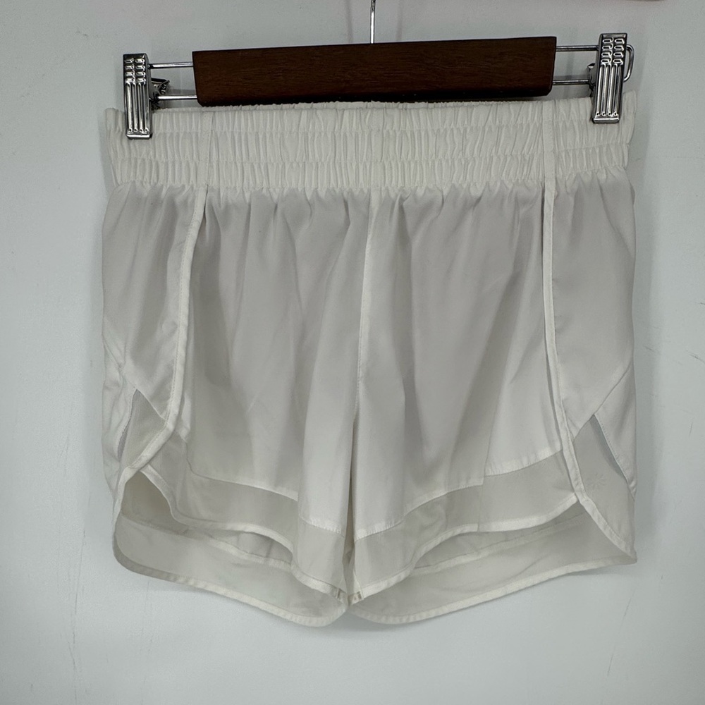 Athleta White Mesh Racer Lined Running Shorts Size XS 4" Activewear Workout Gym